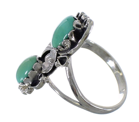 Genuine Sterling Silver Flower Southwest Turquoise Ring Size 8-1/2 RX60211